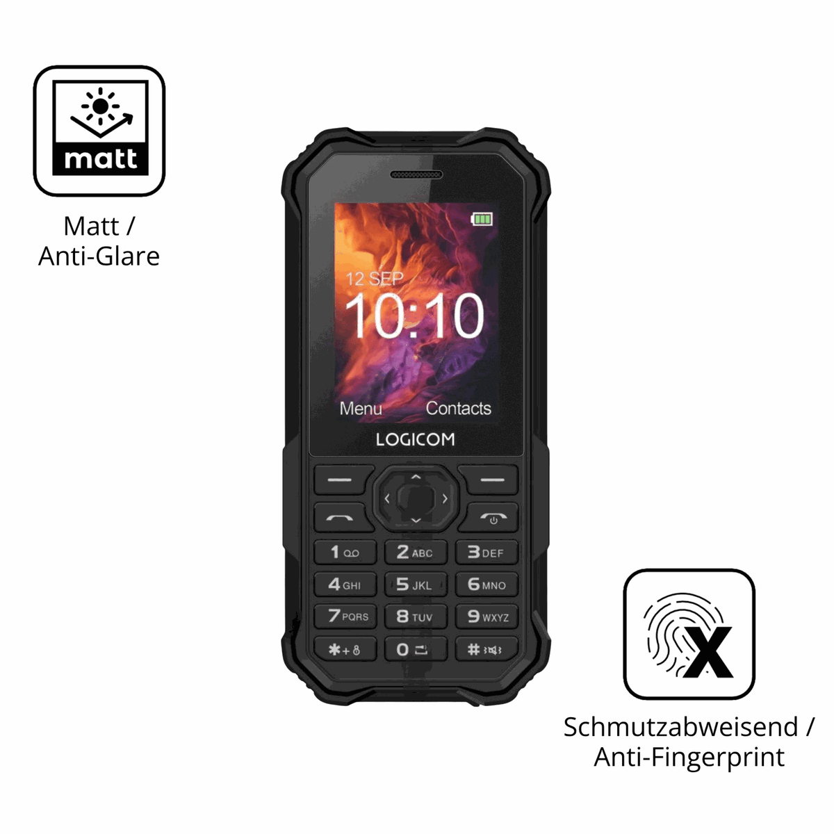 Dünne und entspiegelnde Folie passend zugeschnitten für Logicom Xtrem 40 Pro