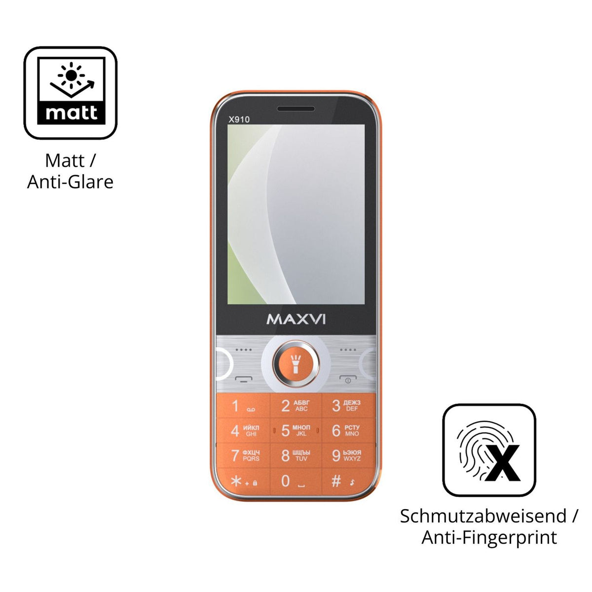Dünne und entspiegelnde Folie passend zugeschnitten für Maxvi X910