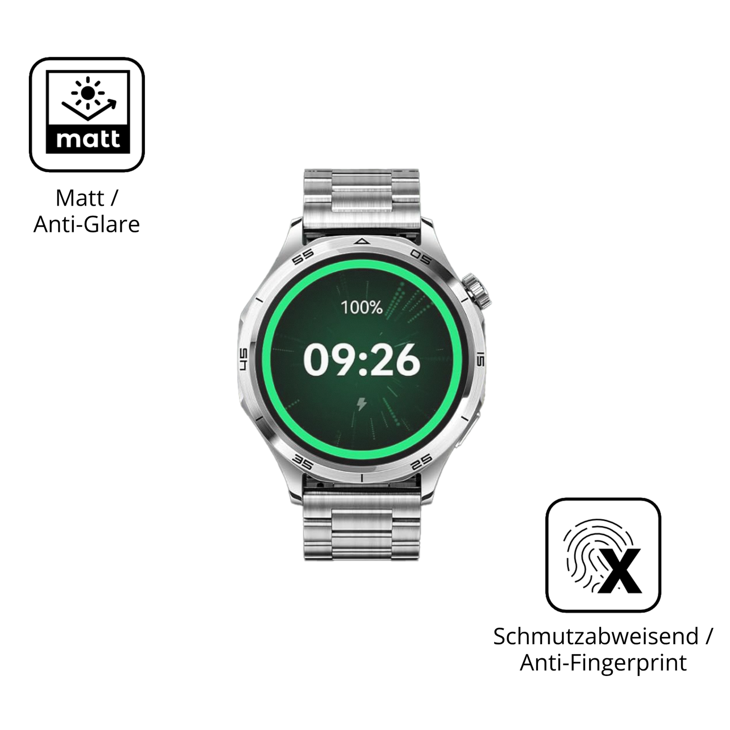 Dünne und entspiegelnde Folie passend zugeschnitten für Mibro GT (46mm)