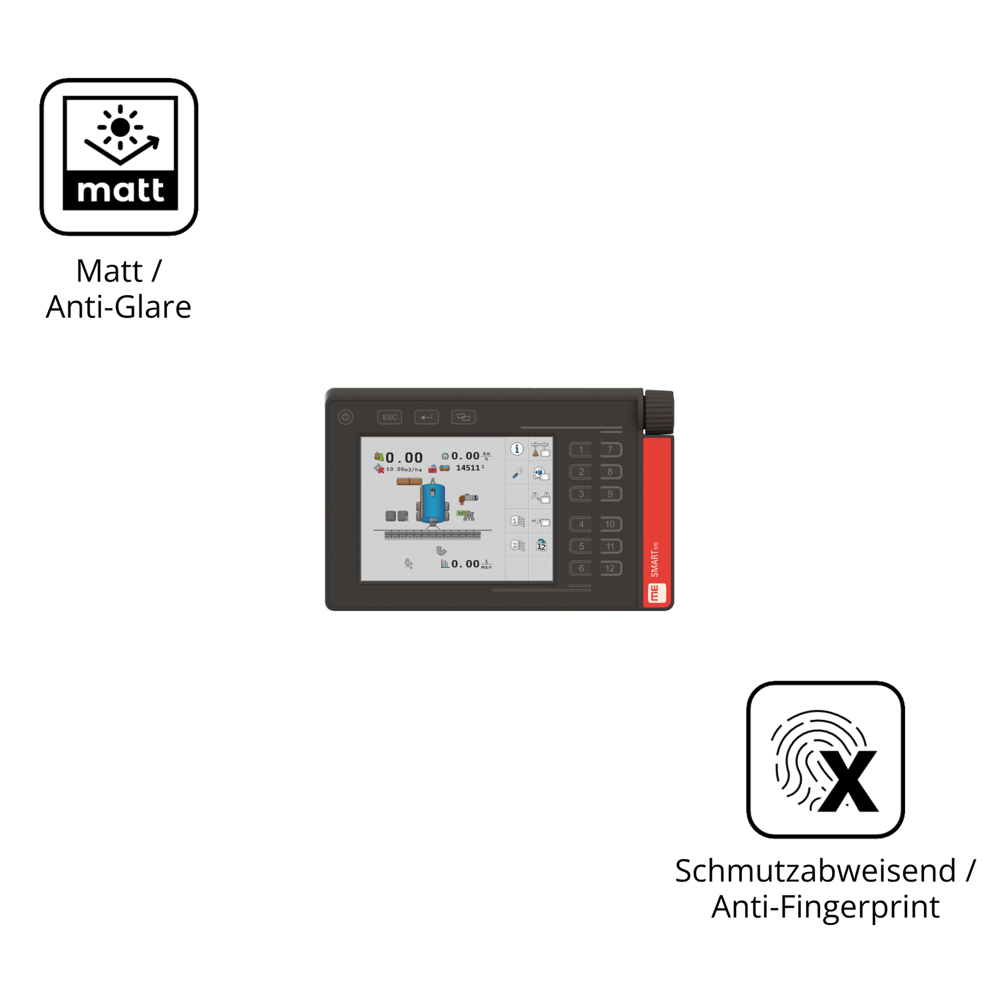 Dünne und entspiegelnde Folie passend zugeschnitten für Müller Elektronik SMART570