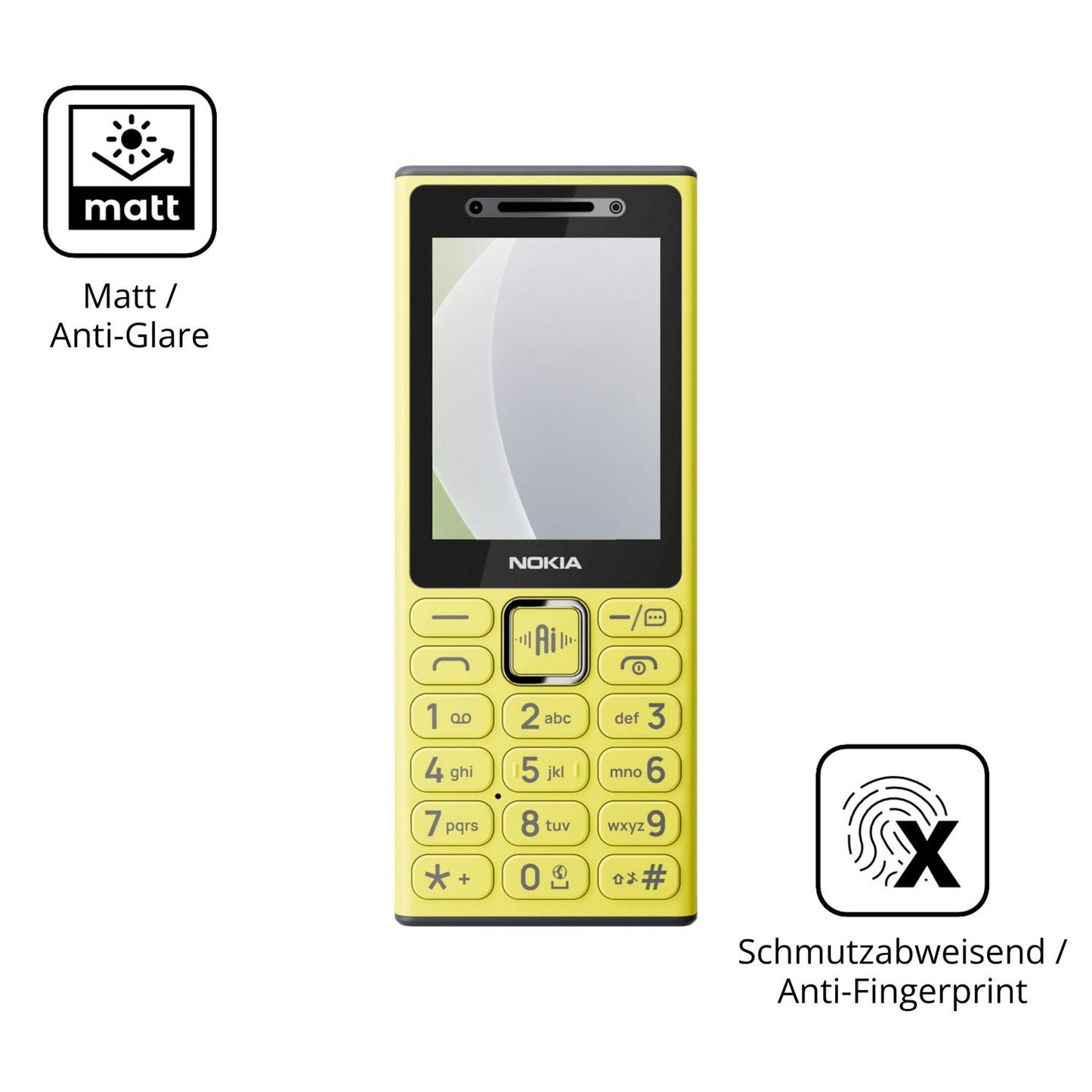 Dünne und entspiegelnde Folie passend zugeschnitten für Nokia 200 4G