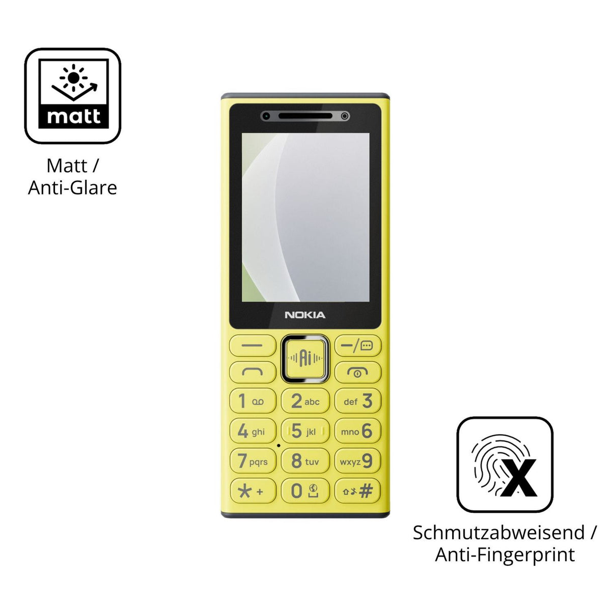 Dünne und entspiegelnde Folie passend zugeschnitten für Nokia 200 4G