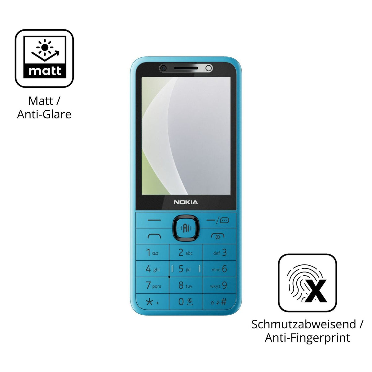 Dünne und entspiegelnde Folie passend zugeschnitten für Nokia 235 4G 2nd Edition