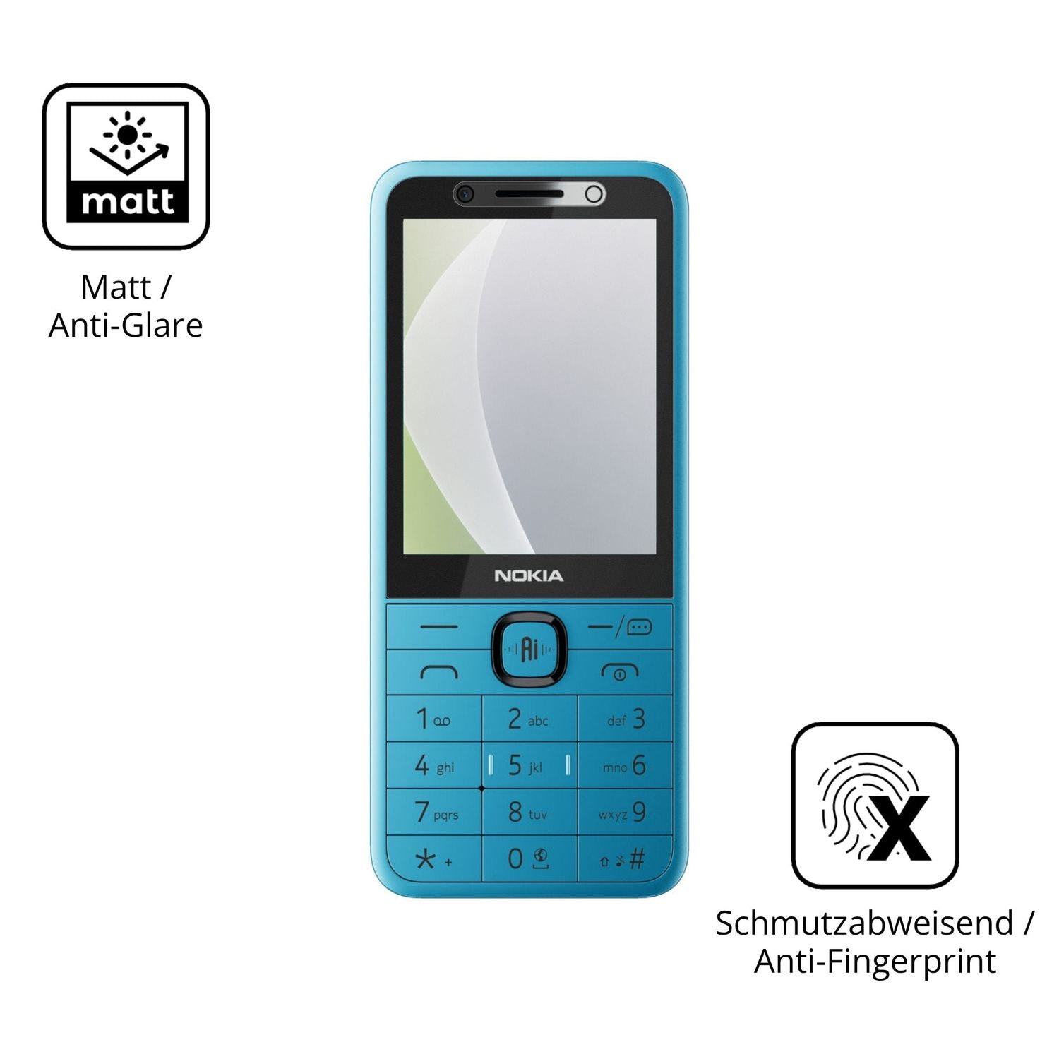 Dünne und entspiegelnde Folie passend zugeschnitten für Nokia 235 4G 2nd Edition