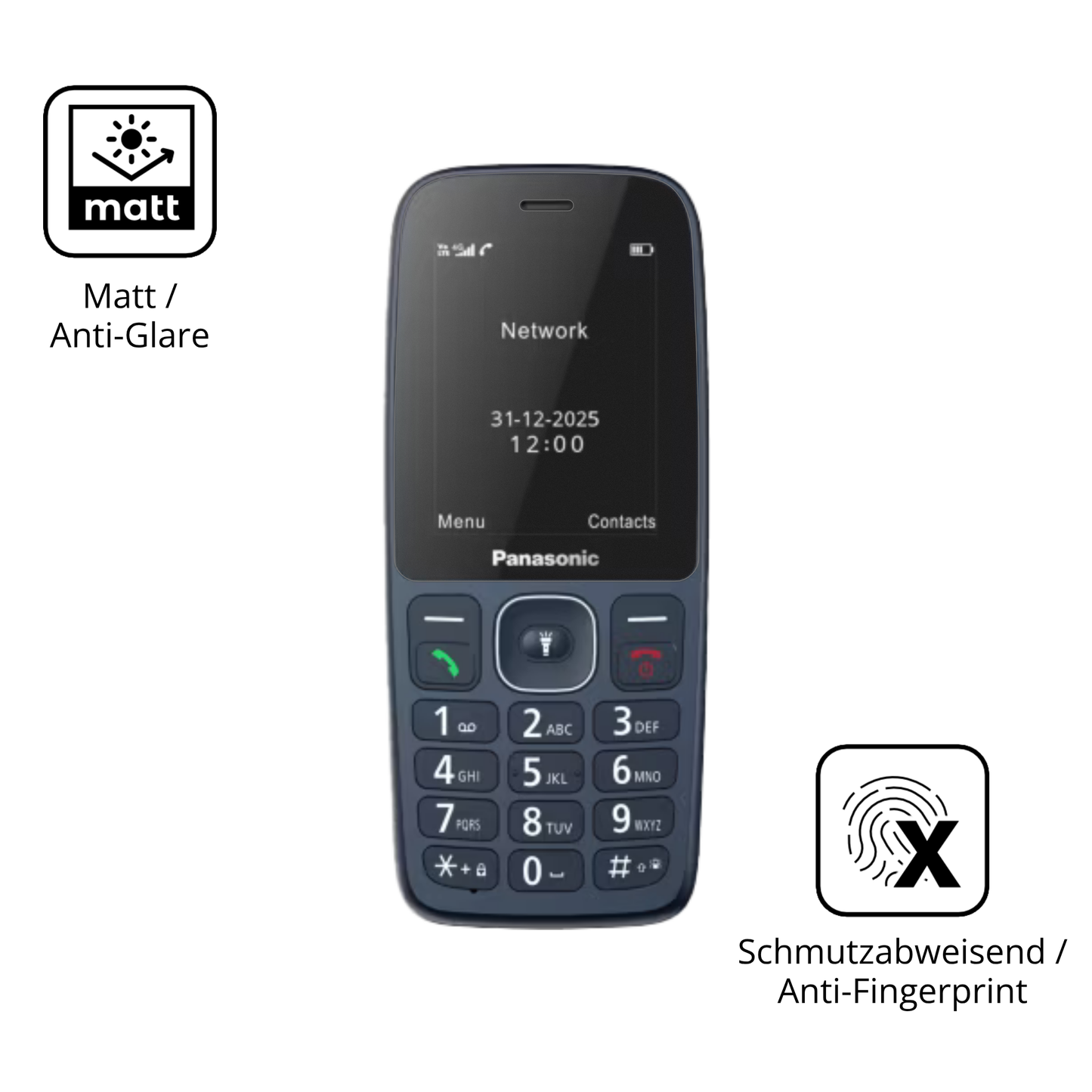 Dünne und entspiegelnde Folie passend zugeschnitten für Panasonic KX-TF400