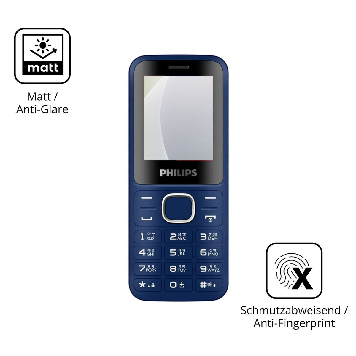 Dünne und entspiegelnde Folie passend zugeschnitten für Philips E2104