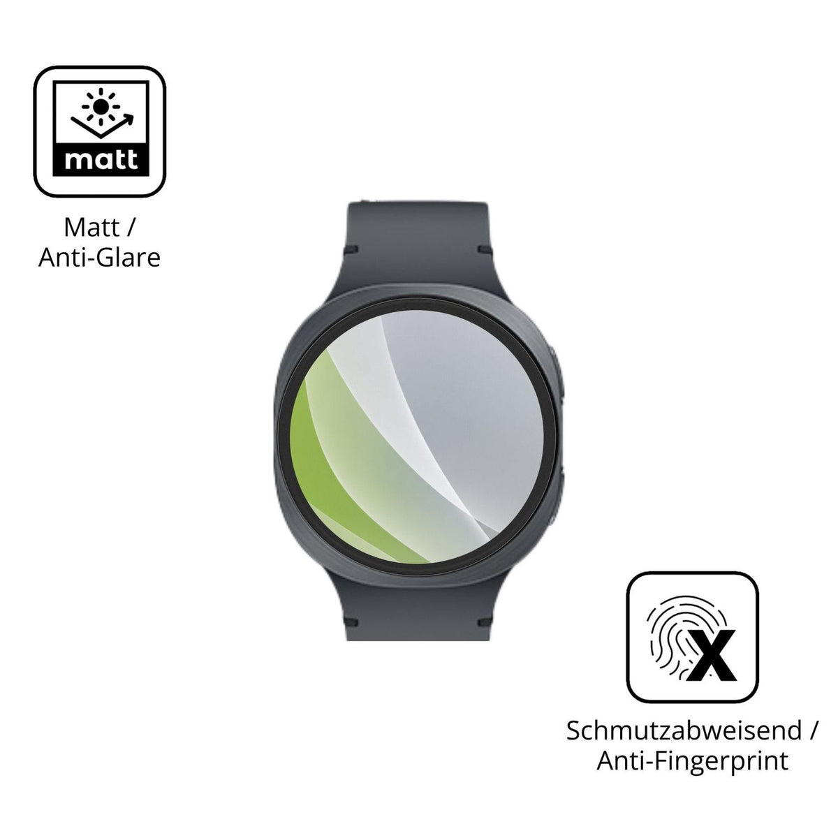 Dünne und entspiegelnde Folie passend zugeschnitten für Samsung Galaxy Watch 8 40mm