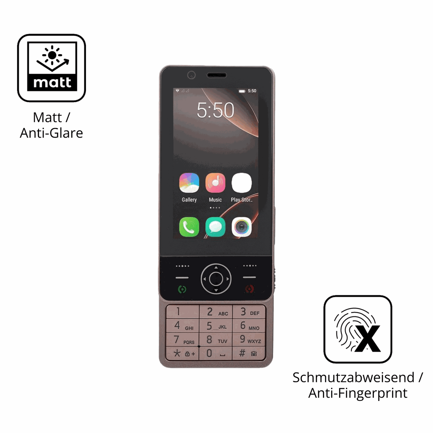 Dünne und entspiegelnde Folie passend zugeschnitten für Sxhlseller Slide Phone