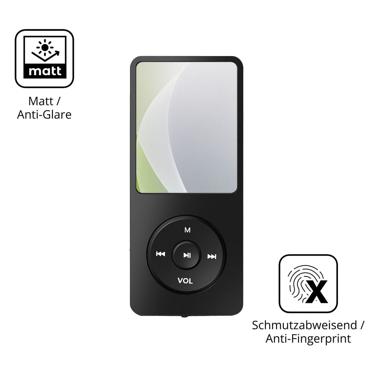 Dünne und entspiegelnde Folie passend zugeschnitten für Tarswesi BFQ-LCT01 MP3-Player