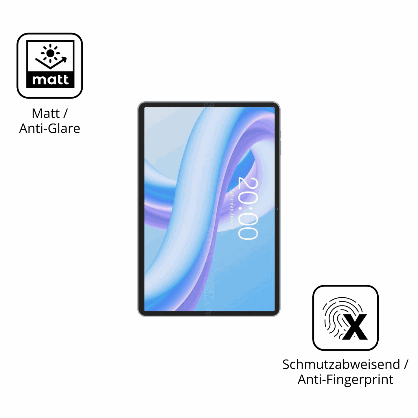 D�nne und entspiegelnde Folie passend zugeschnitten f�r Teclast M50 Plus