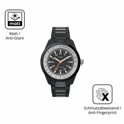 D�nne und entspiegelnde Folie passend zugeschnitten f�r Timex Huckberry x Timex 1979