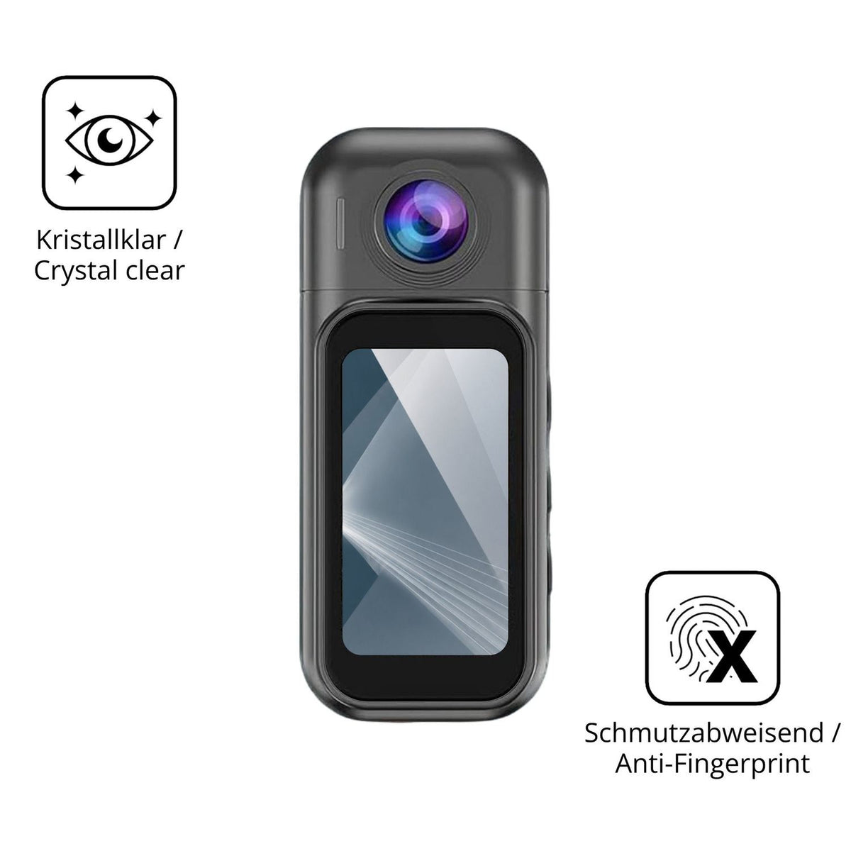 Flexible TPU-Folie passend zugeschnitten für 7JI 32265 Action Cam, vollständige Abdeckung