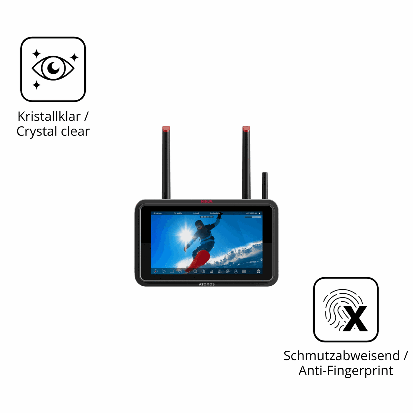 Flexible TPU-Folie passend zugeschnitten f�r Atomos Ninja TX, vollst�ndige Abdeckung