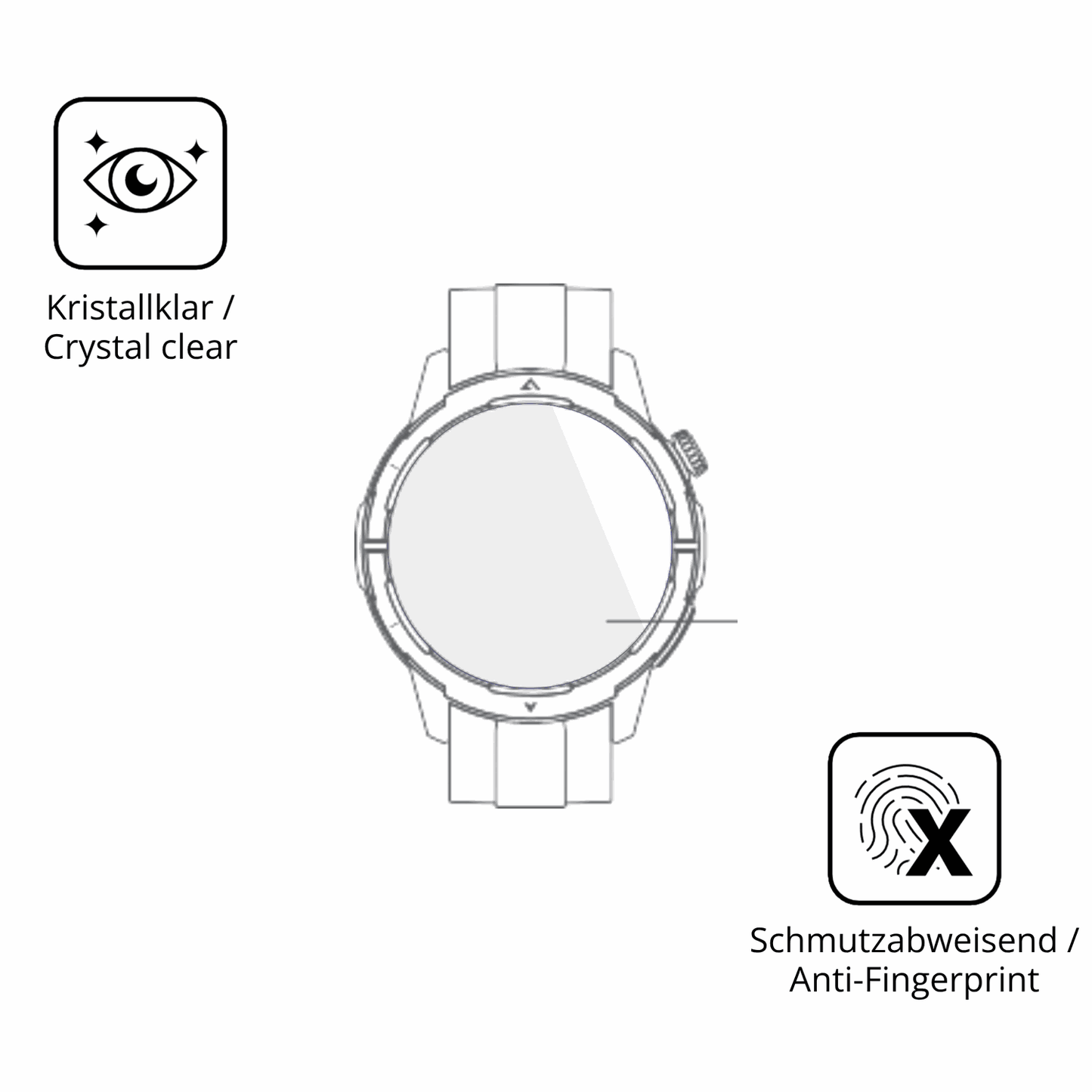 Flexible TPU-Folie passend zugeschnitten für Beafon Smartwatch 601, vollständige Abdeckung