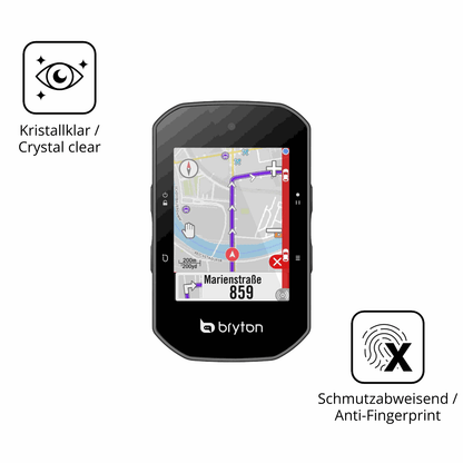 Flexible TPU-Folie passend zugeschnitten für Bryton Rider S500, vollständige Abdeckung