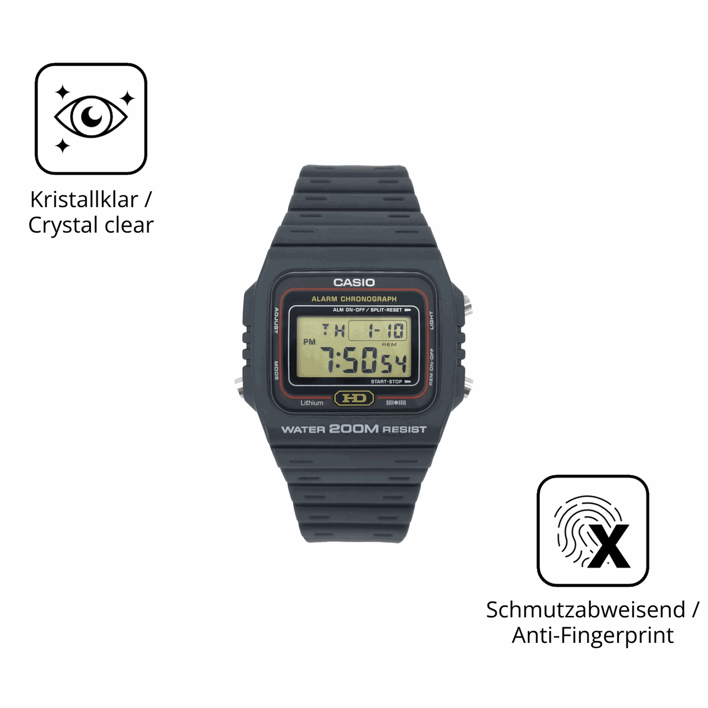 Flexible TPU-Folie passend zugeschnitten für Casio DW-260, vollständige Abdeckung