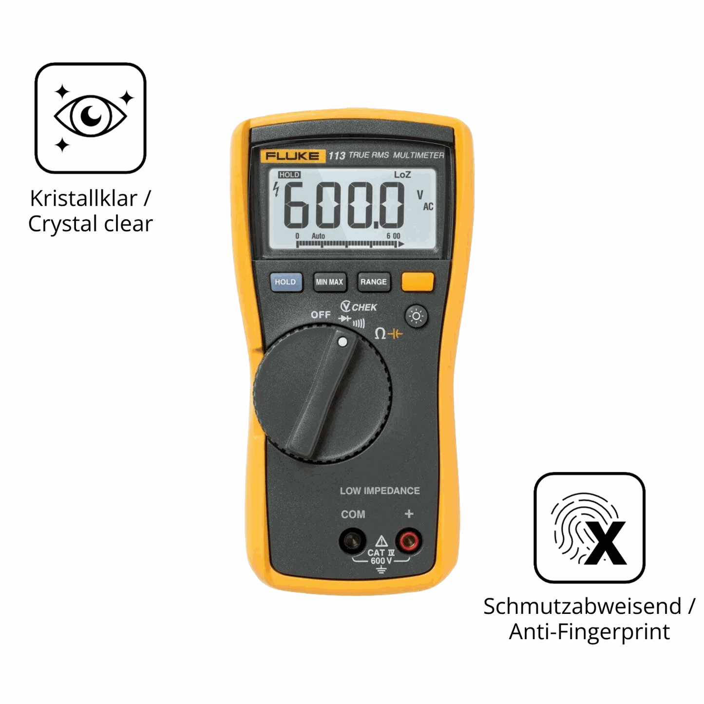 Flexible TPU-Folie passend zugeschnitten f�r Fluke MultiMeter 113, vollst�ndige Abdeckung