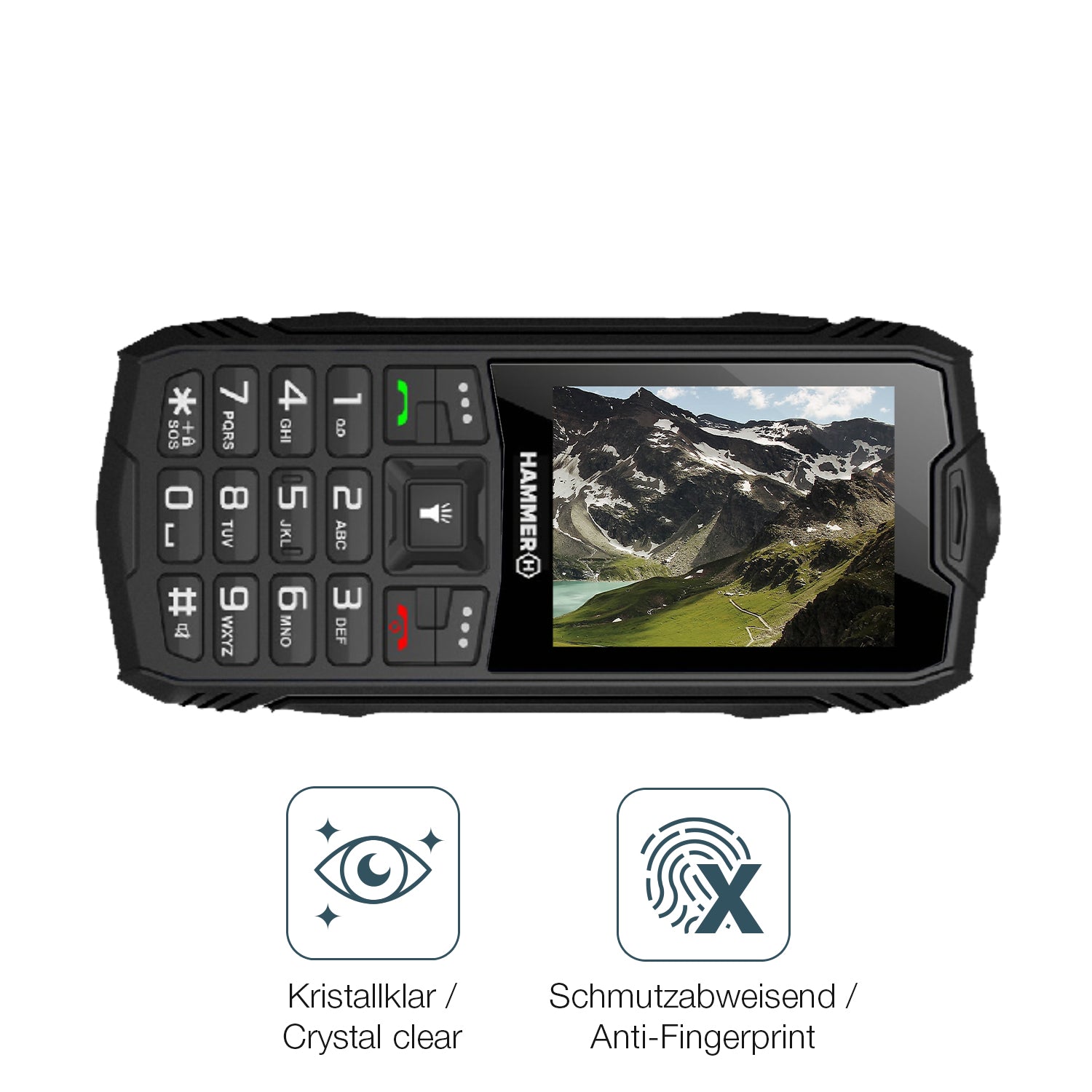 Schutz gegen Kratzer auf dem Hammer Rock LTE Glas durch Schlüssel oder Ähnliches