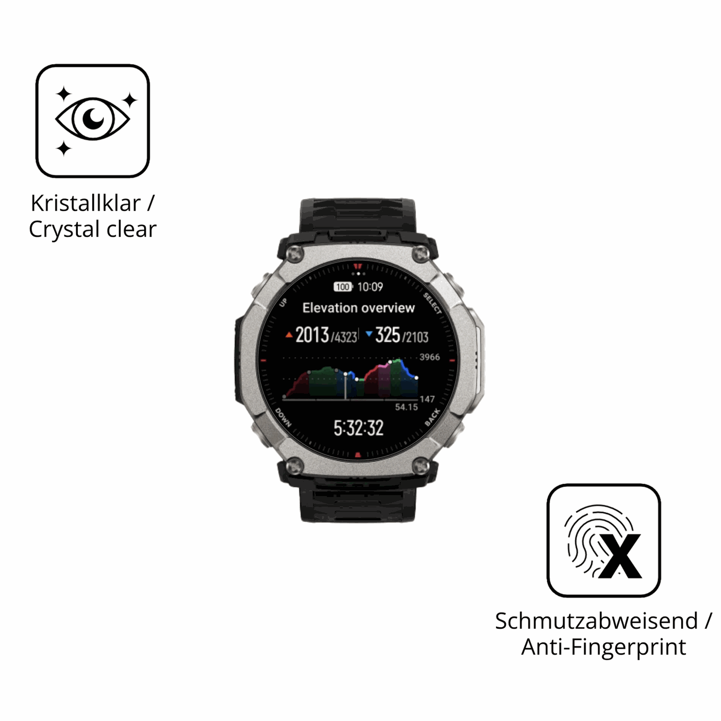 Flexible TPU-Folie passend zugeschnitten für Huami Amazfit T-Rex Ultra 2, vollständige Abdeckung