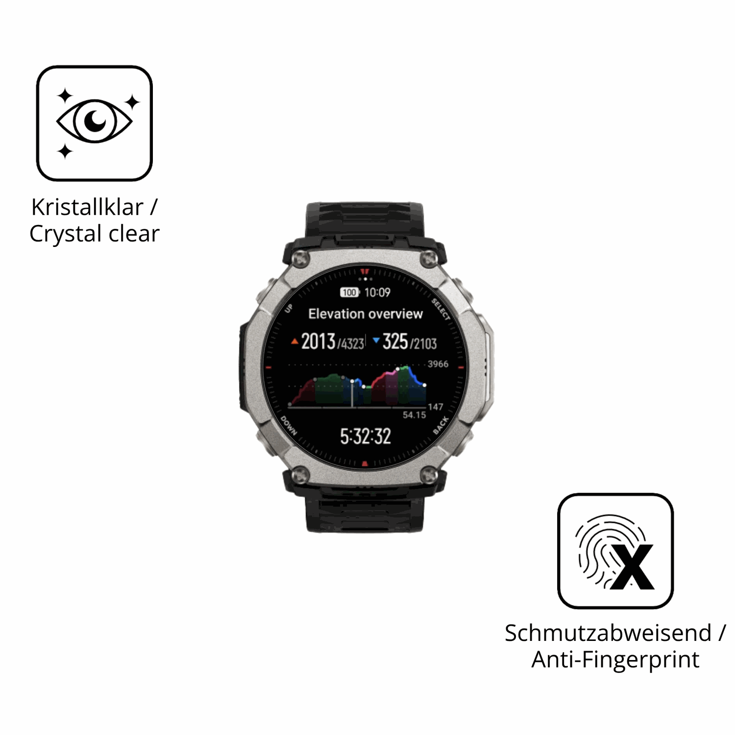 Flexible TPU-Folie passend zugeschnitten für Huami Amazfit T-Rex Ultra 2, vollständige Abdeckung
