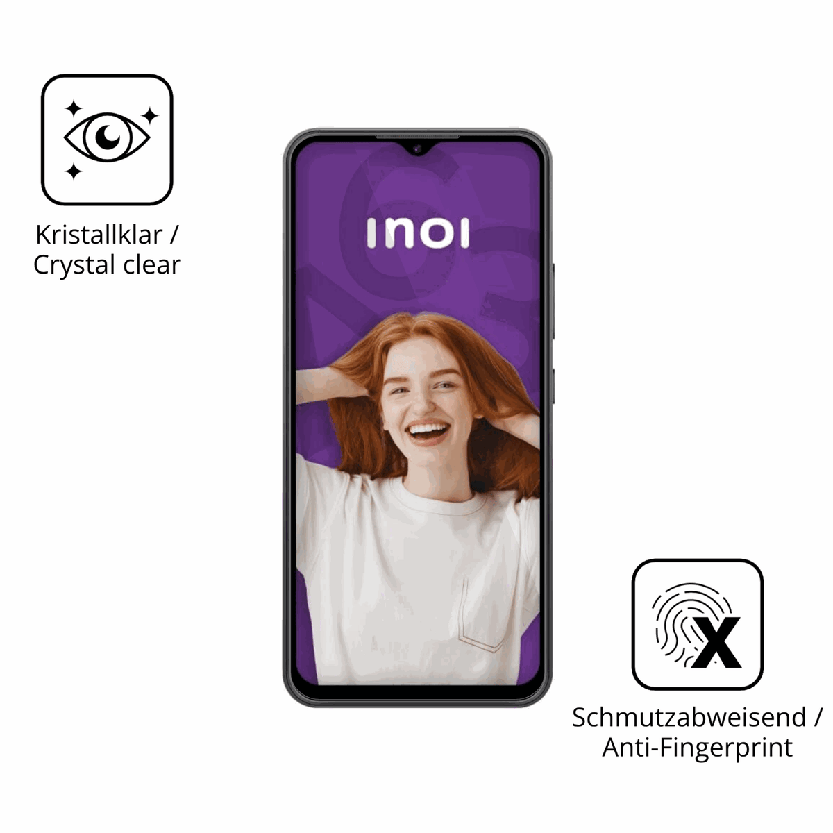 Flexible TPU-Folie passend zugeschnitten für Inoi A63 A151, vollständige Abdeckung