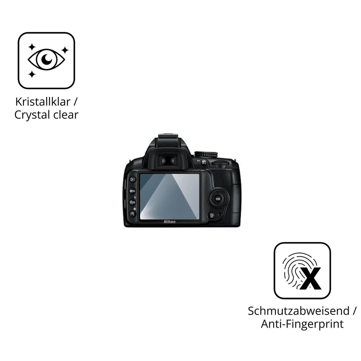 Flexible TPU-Folie passend zugeschnitten für Nikon D3000, vollständige Abdeckung