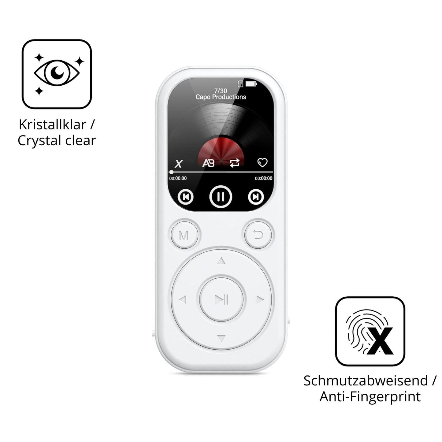 Flexible TPU-Folie passend zugeschnitten für RWSRW MP301-BS MP3-Player, vollständige Abdeckung