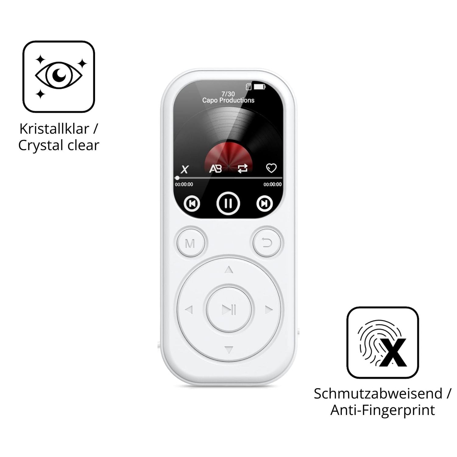Flexible TPU-Folie passend zugeschnitten für RWSRW MP301-BS MP3-Player, vollständige Abdeckung