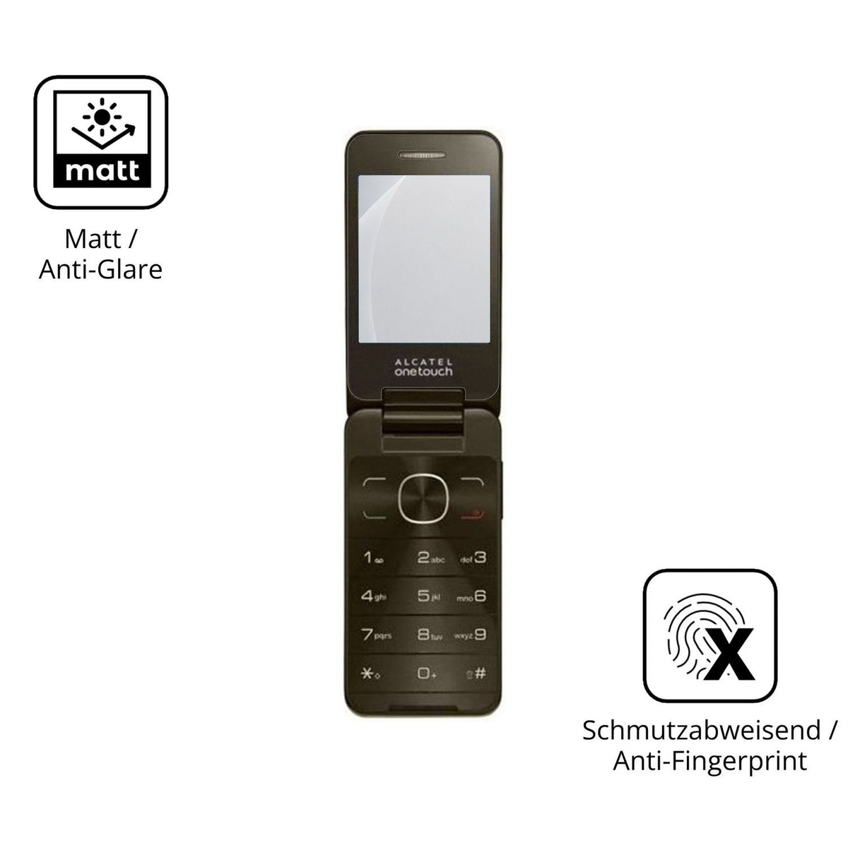 9H Hartbeschichtete, flexible Folie passend zugeschnitten für Alcatel 2012 Chocolate