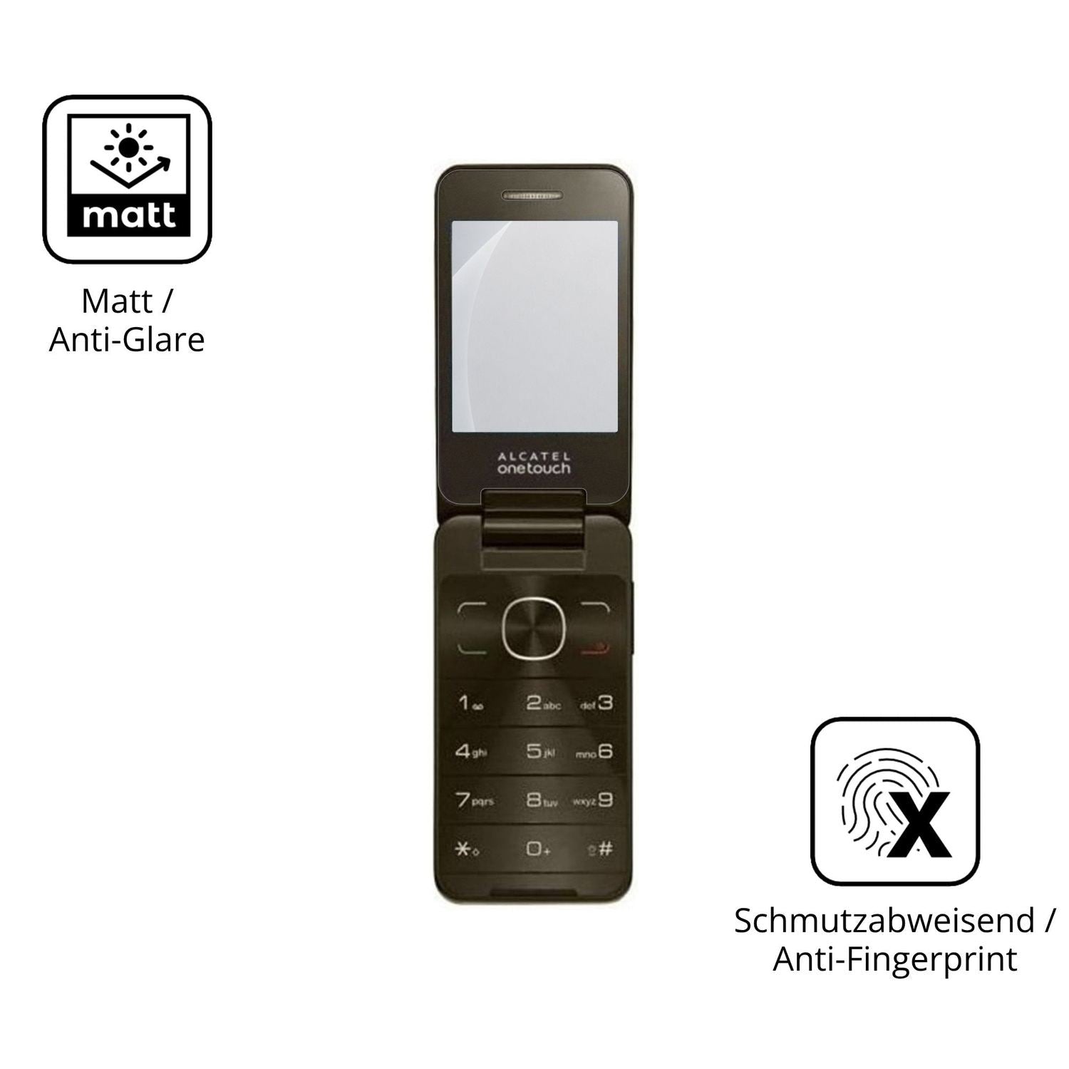 9H Hartbeschichtete, flexible Folie passend zugeschnitten für Alcatel 2012 Chocolate