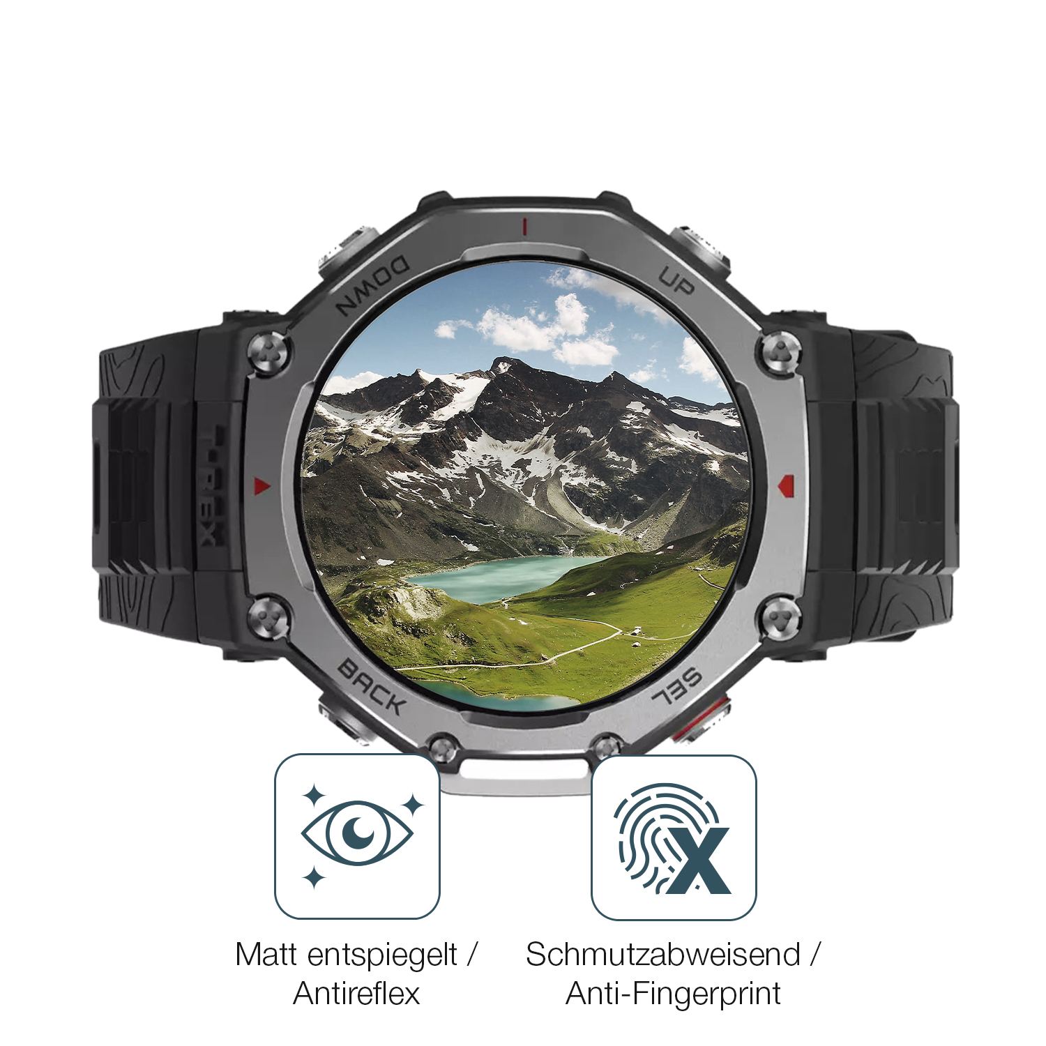 9H Hartbeschichtete, flexible Folie passend zugeschnitten für Amazfit T-Rex 3