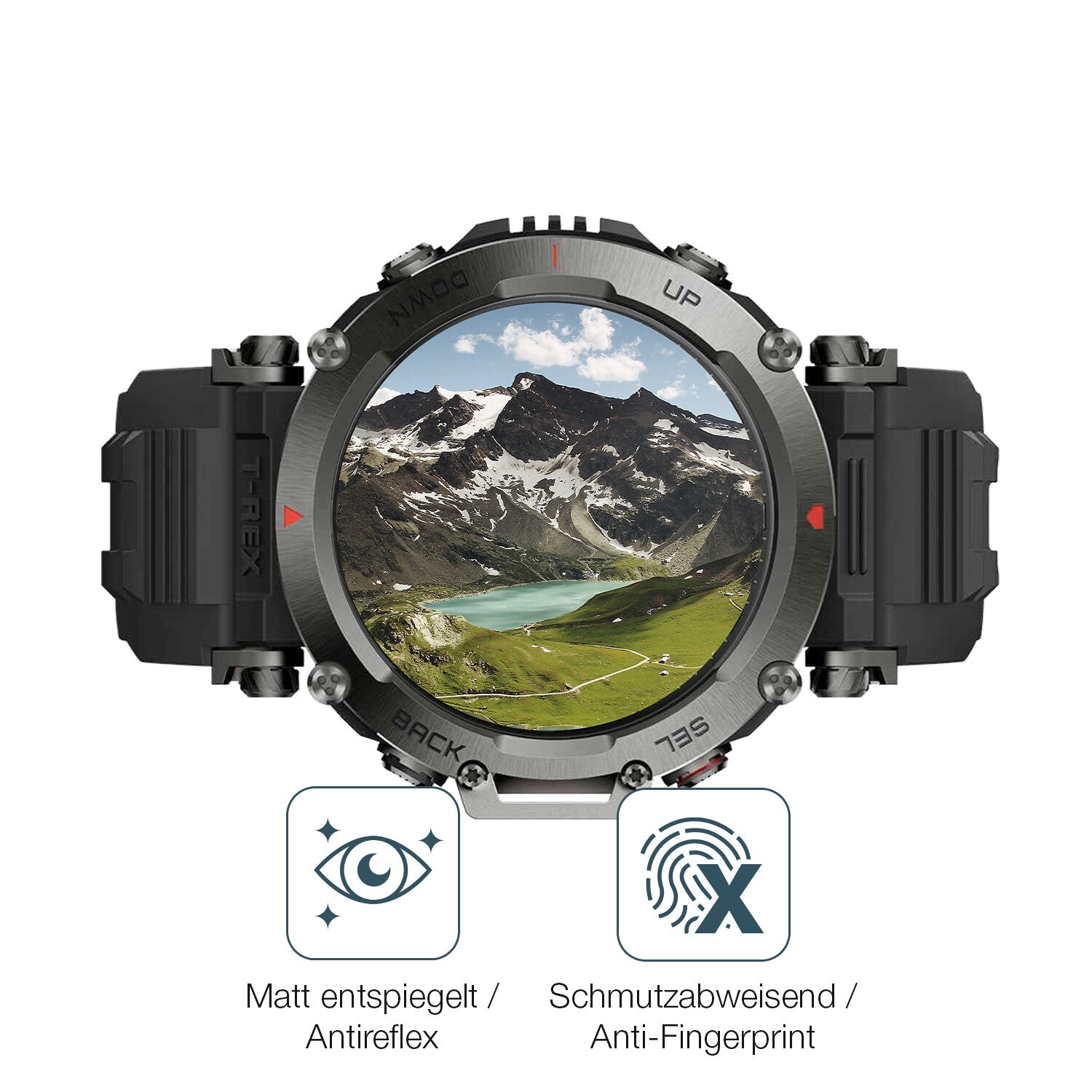 9H Hartbeschichtete, flexible Folie passend zugeschnitten für Amazfit T-Rex Ultra