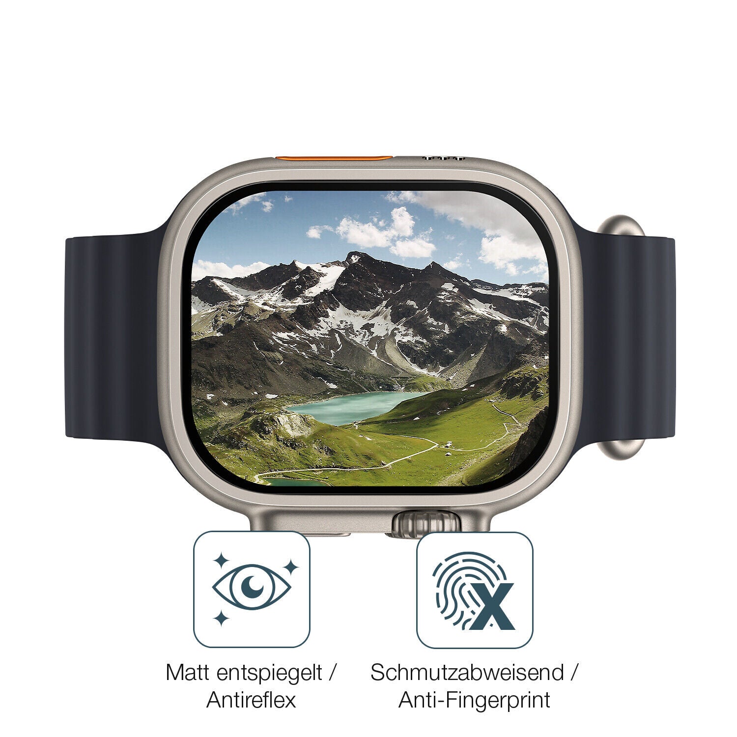 9H Hartbeschichtete, flexible Folie passend zugeschnitten für Apple Watch Ultra