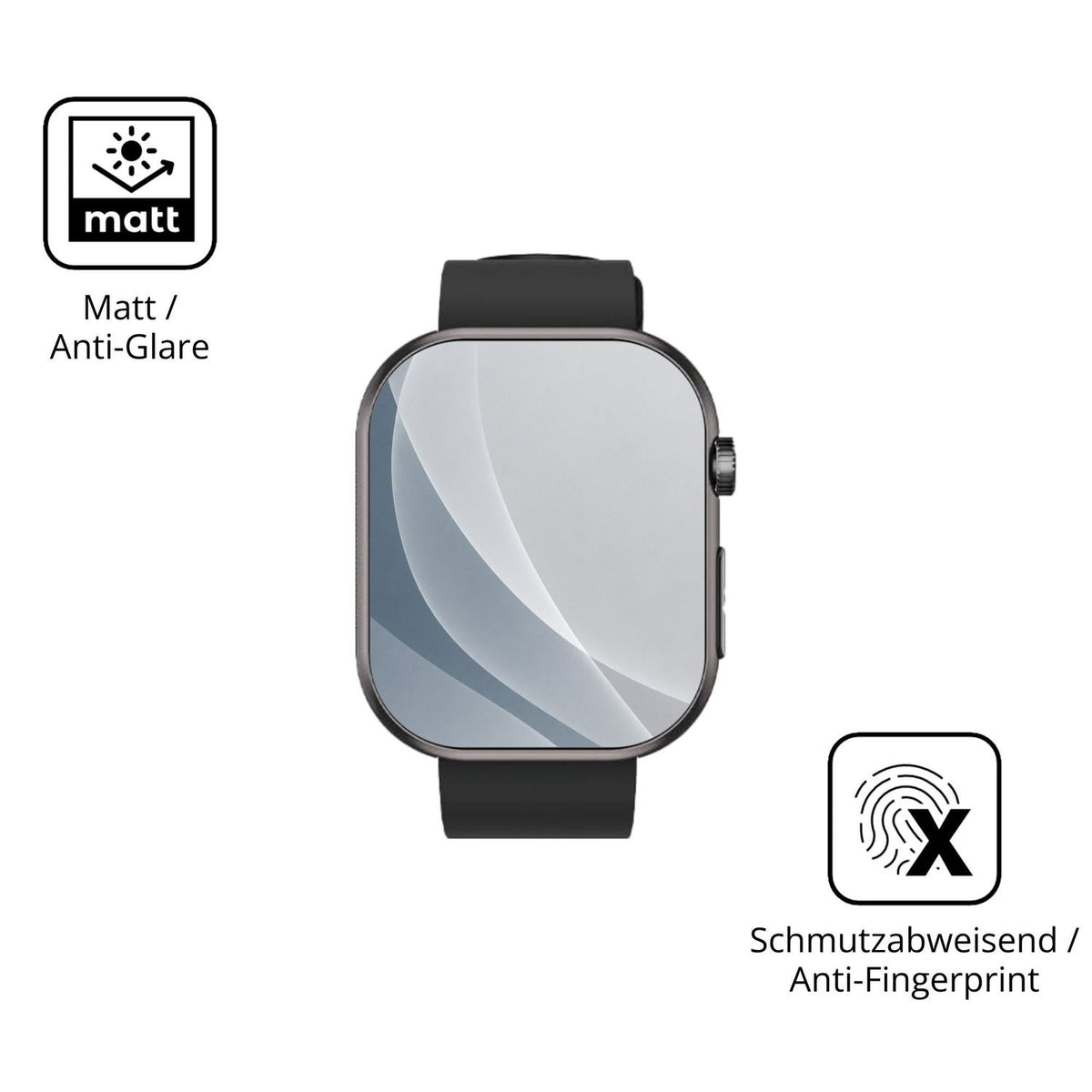 9H Hartbeschichtete, flexible Folie passend zugeschnitten für Banlvs Smartwatch 1.96