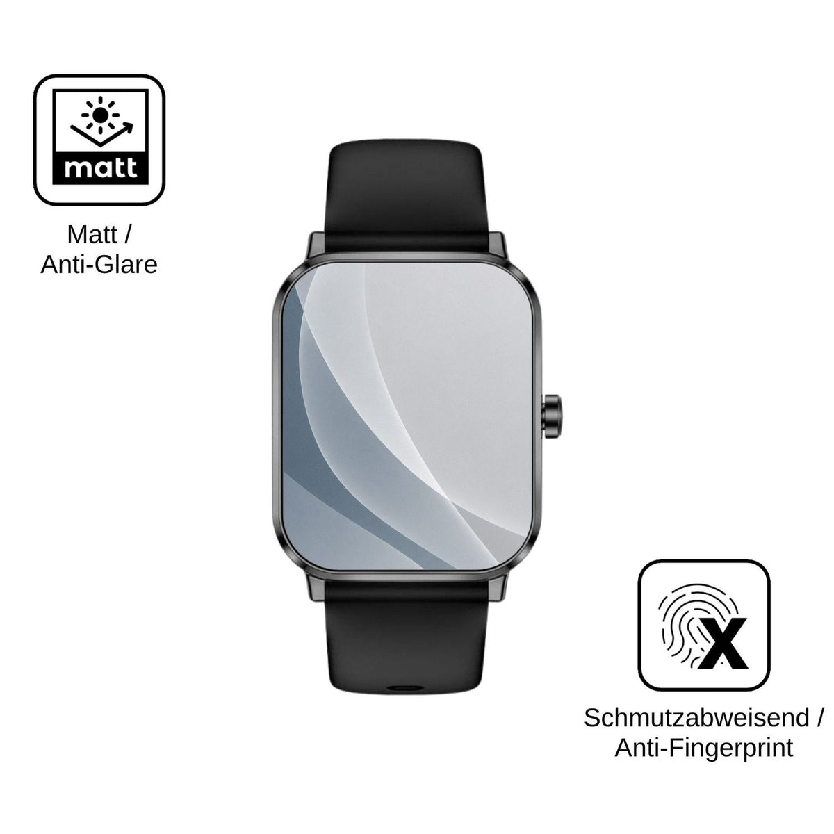2x Screen Protector for Beafon Smartwatch 103 matte Flexible Glass 9H dipos