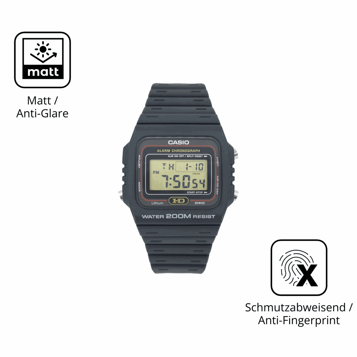 9H Hartbeschichtete, flexible Folie passend zugeschnitten für Casio DW-260