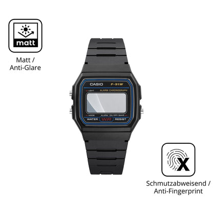 9H Hartbeschichtete, flexible Folie passend zugeschnitten für Casio F-91WF-1A