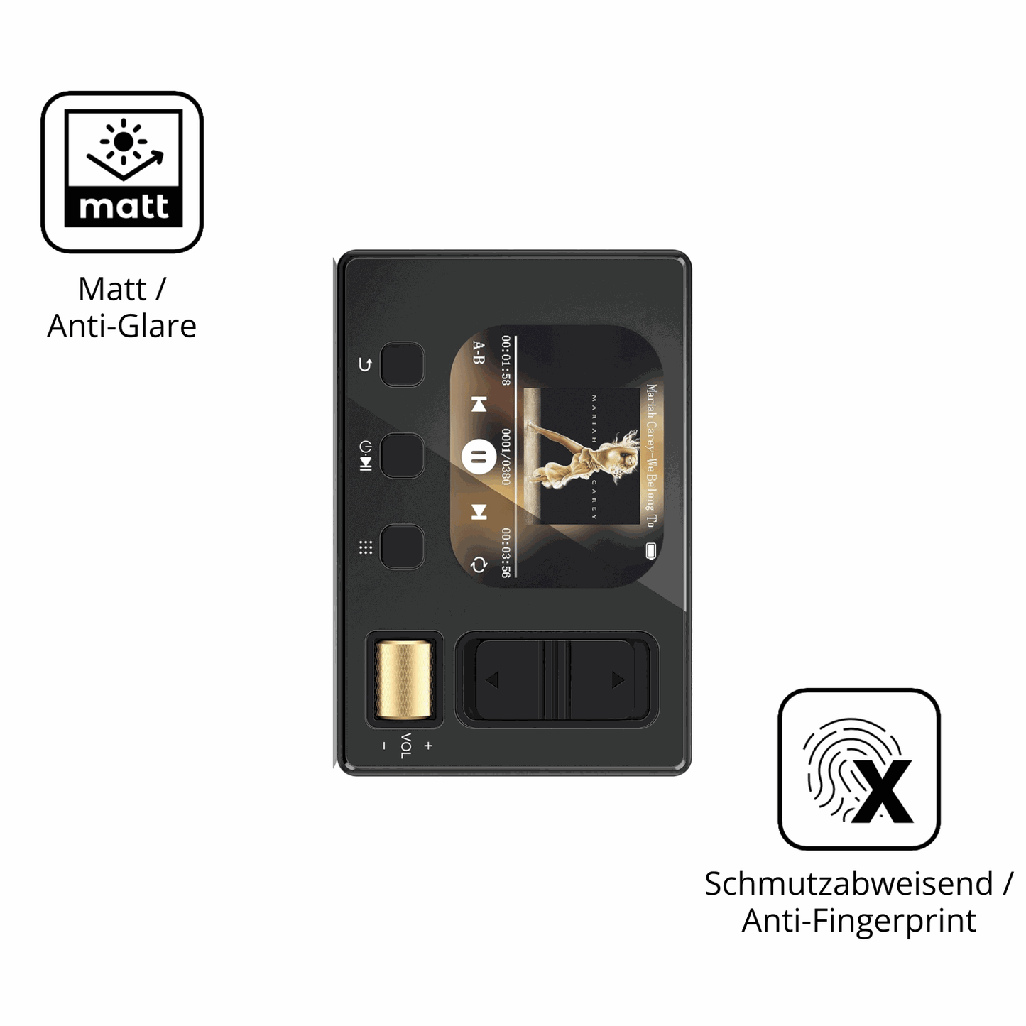 9H Hartbeschichtete, flexible Folie passend zugeschnitten für Diofox M6 MP3-Player