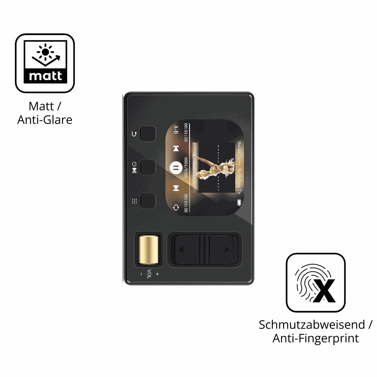 9H Hartbeschichtete, flexible Folie passend zugeschnitten für Diofox M6 MP3-Player
