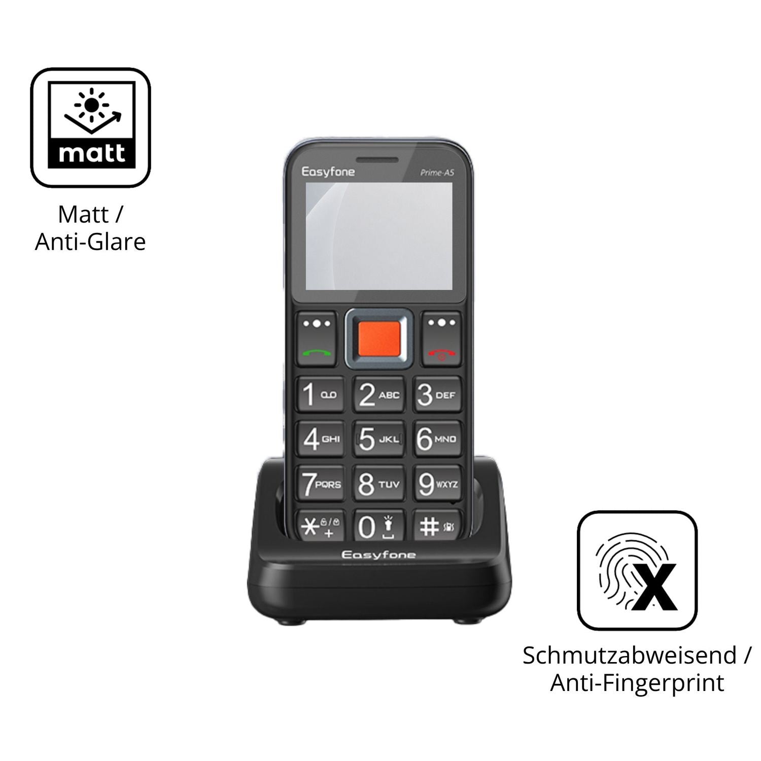 9H Hartbeschichtete, flexible Folie passend zugeschnitten für Easyfone Prime T5