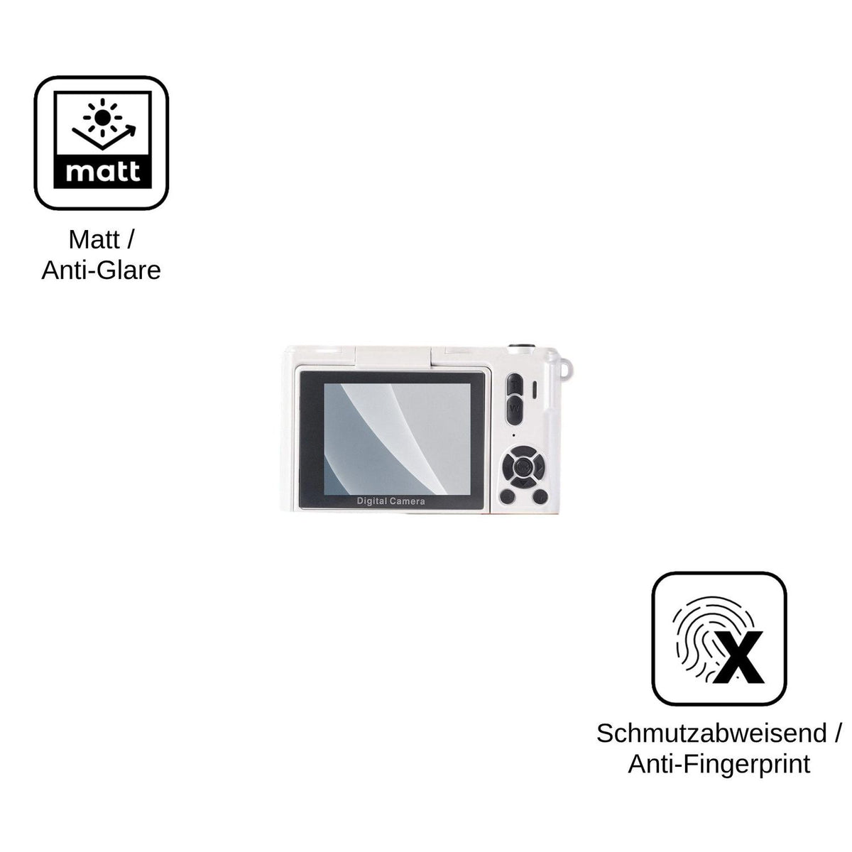 2x Screen Protector for Fesaymi 4K Digitalkamera 64MP matte Flexible Glass 9H dipos