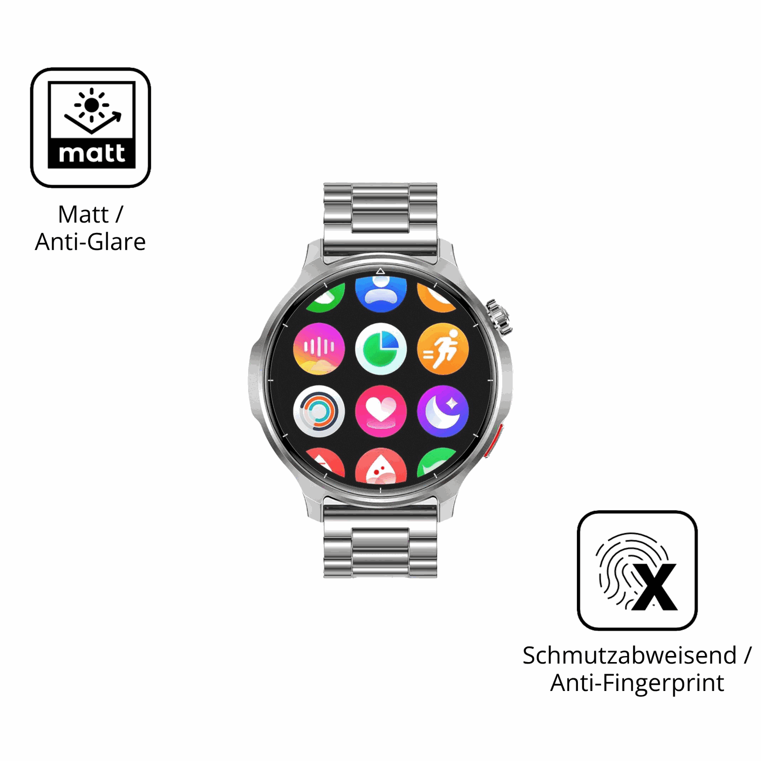 9H Hartbeschichtete, flexible Folie passend zugeschnitten für Fitdafit 1.52 Zoll Smartwatch
