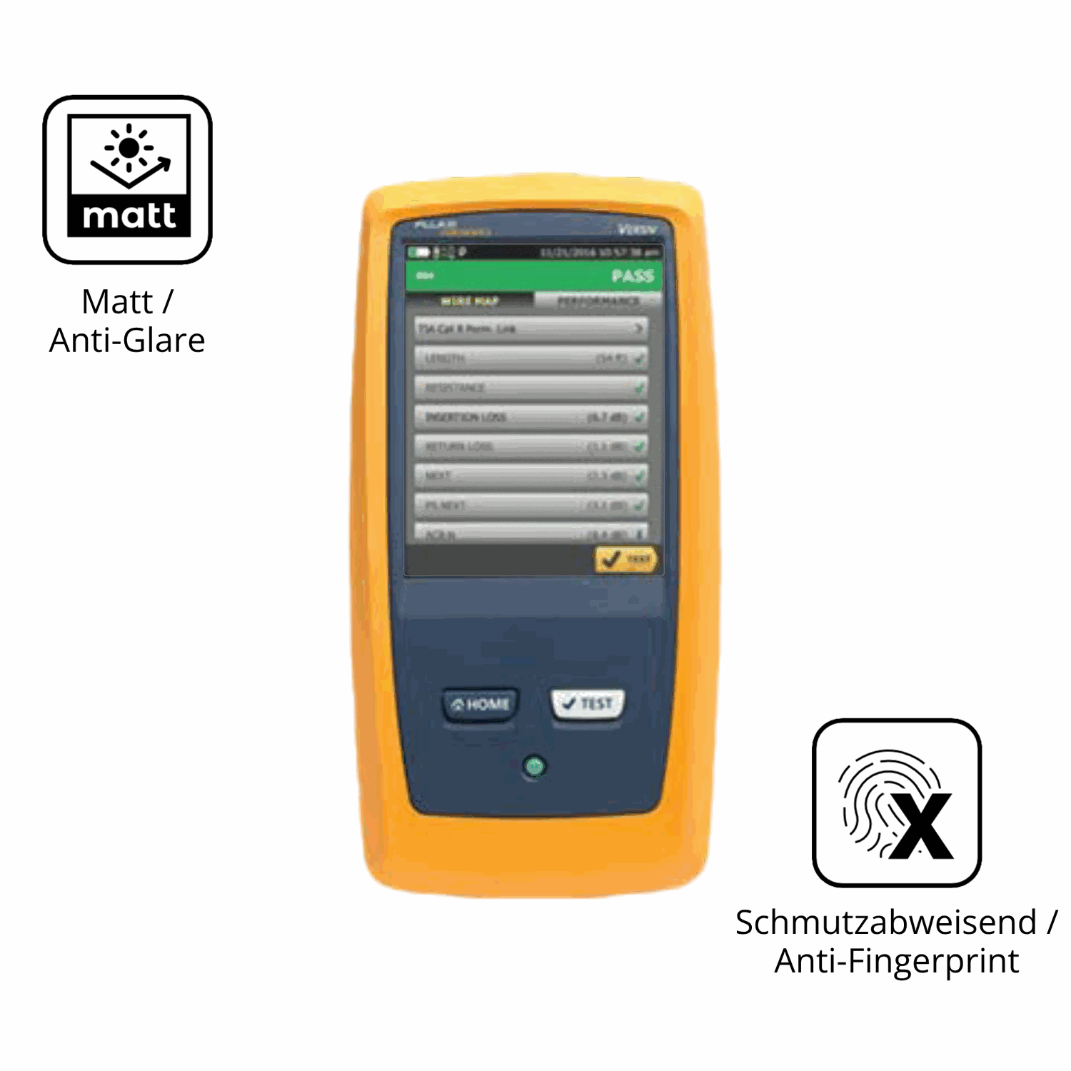 9H Hartbeschichtete, flexible Folie passend zugeschnitten für Fluke DSX8000