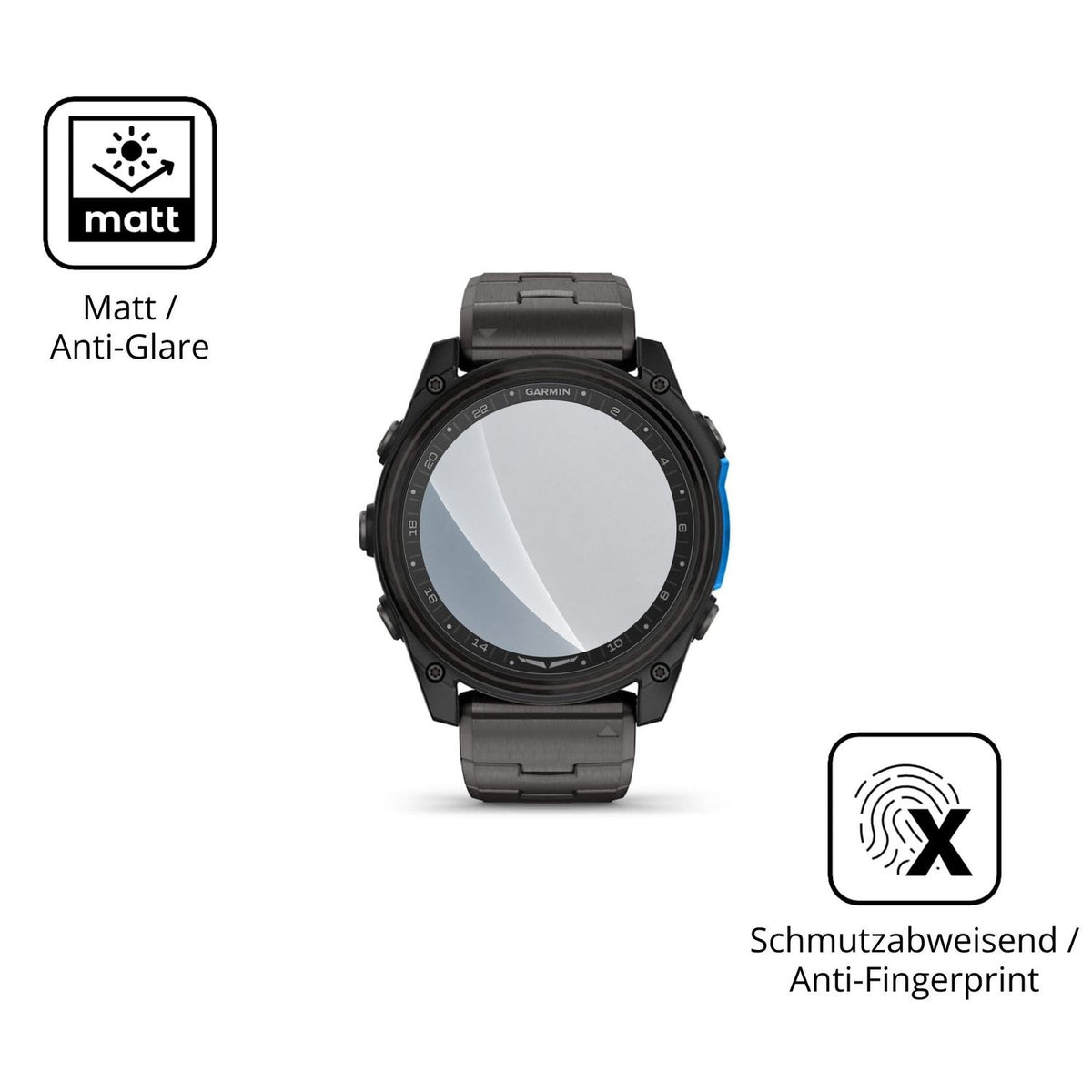 9H Hartbeschichtete, flexible Folie passend zugeschnitten für Garmin D2 Mach 2 51mm