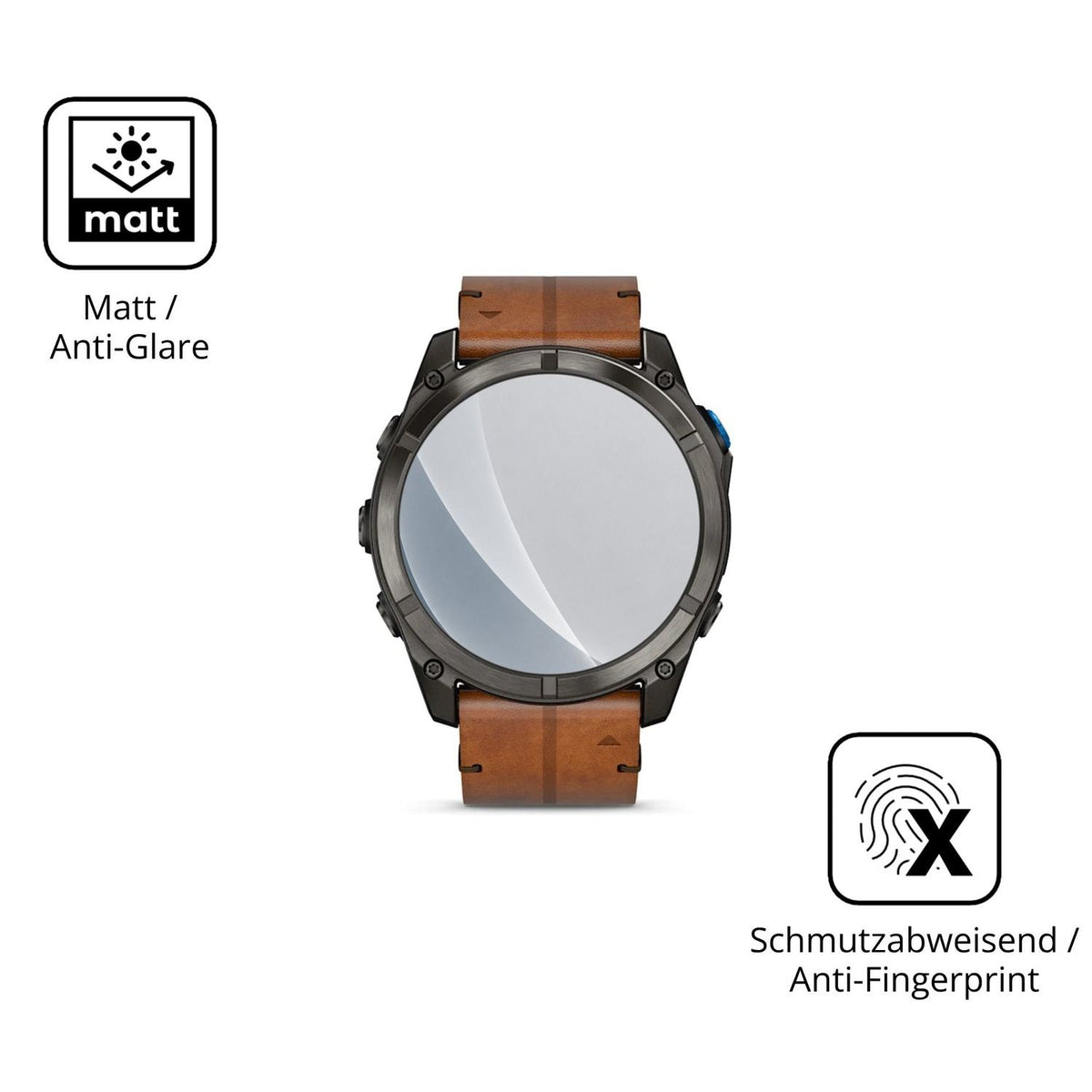 9H Hartbeschichtete, flexible Folie passend zugeschnitten für Garmin D2 Mach 2 Pro 51mm