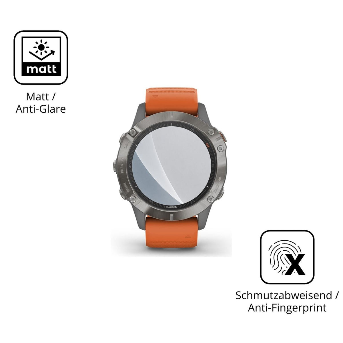 9H Hartbeschichtete, flexible Folie passend zugeschnitten für Garmin Fenix 6