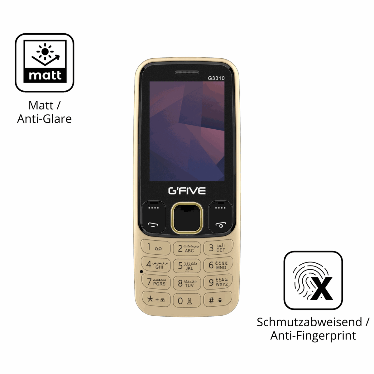 9H Hartbeschichtete, flexible Folie passend zugeschnitten für GFive G3310 New