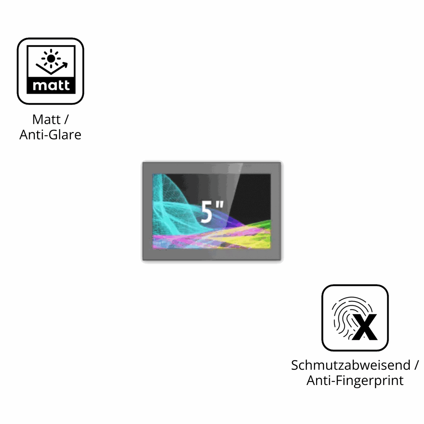 9H Hartbeschichtete, flexible Folie passend zugeschnitten für HMI Ultratronik Glass Touch Front 5 Zoll