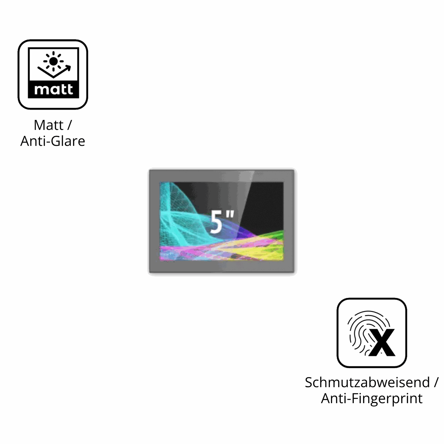 9H Hartbeschichtete, flexible Folie passend zugeschnitten für HMI Ultratronik Glass Touch Front 5 Zoll