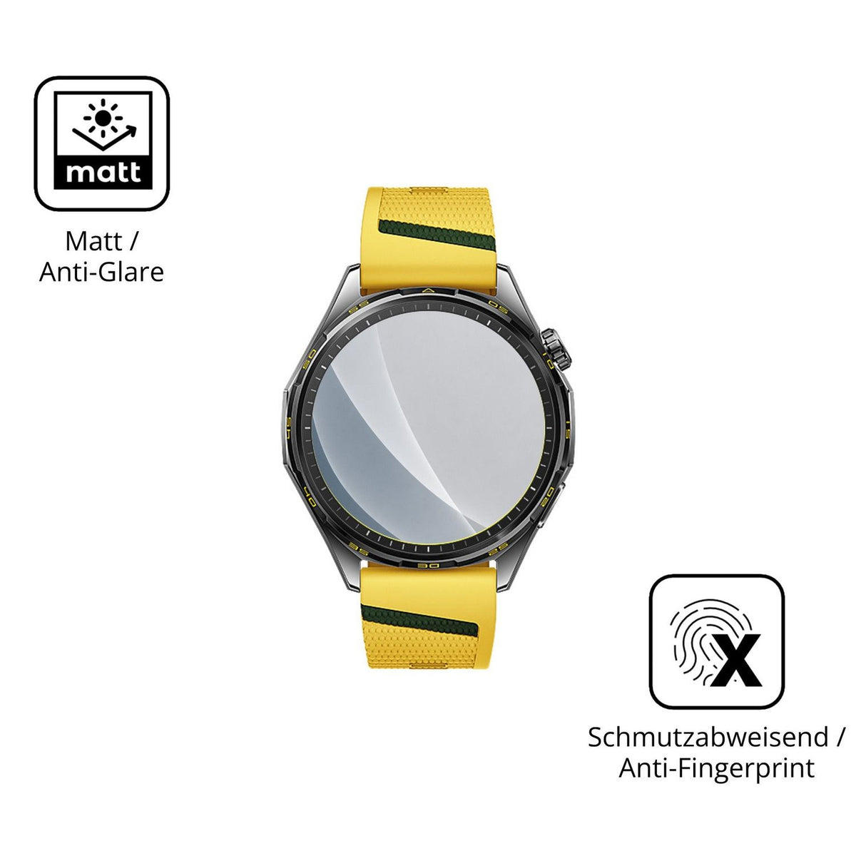9H Hartbeschichtete, flexible Folie passend zugeschnitten für Huawei Watch GT 7 46 mm